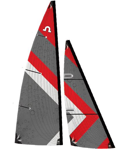 Soling One Meter Red Gray Zig Zag